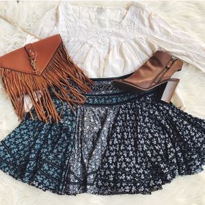Free People Fit and Flare Boho floral mini skirt